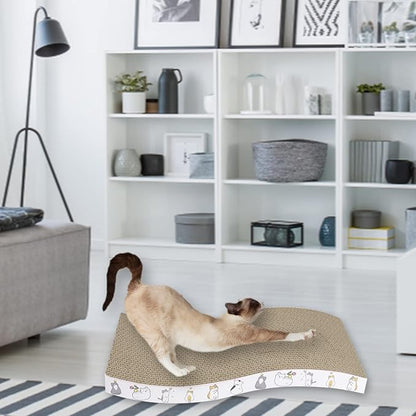 PatiencET Cat Scratcher Cardboard 4 Pack Cat Scratch Pad Reversible Scratcher Texture Curve Design Durable Cat Scratchers for Indoor Cats Lounger Sofa