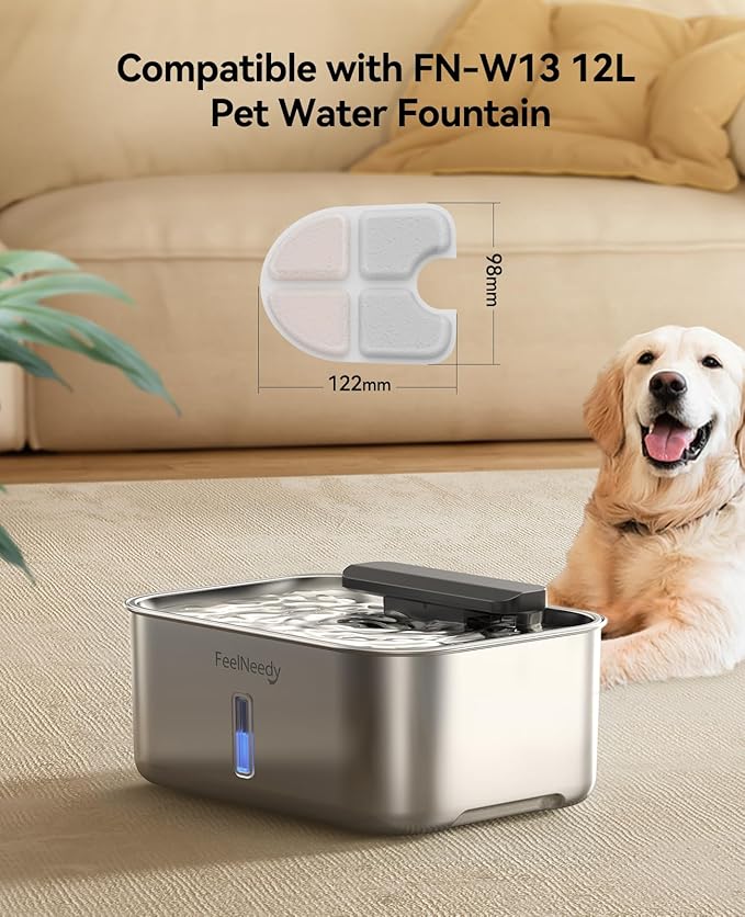 FEELNEEDY 6 Packs Dog Water Fountain Filters & 6 Packs Pump Filters Sponges Replacement, Pet Water Fountain Filter for 3.5Gal/13L Dog Water Dispenser (FN-W13)