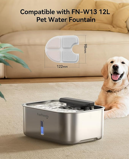 FEELNEEDY 6 Packs Dog Water Fountain Filters & 6 Packs Pump Filters Sponges Replacement, Pet Water Fountain Filter for 3.5Gal/13L Dog Water Dispenser (FN-W13)