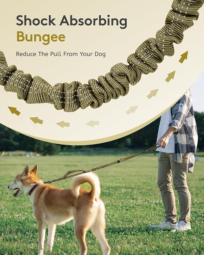 MIDOG Dog Leash with Zipper Pouch,Multifunctional Bungee Leash for Medium to Large Sized Dog Walking
