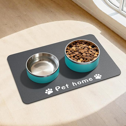 Dog Food Mat, Diatom Ooze Cat Water Mats Non Slip for Floors Waterproof and Water Absorption, Easy to Clean-Paw (15.5" H*23.5" L)