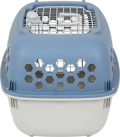 24 Inches Pet Kennel Carrier, Sturdy Portable 2-Door Top-Load Hard-Sided Pet Travel Carrier, Indoor & Travel Pet Cage, cat Kennel for Small Dogs & Cats, Blue and White