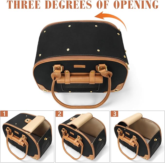 PetsHome Dog Carrier Purse, Pet Carrier, Foldable Waterproof Premium Nylon Pet Travel Portable Bag Carrier for Cat and Small Dog Home/Outdoor Medium Black