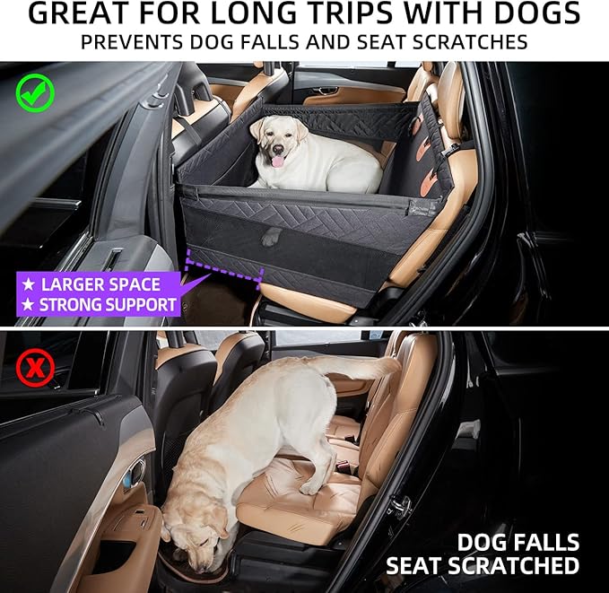 TKYZ Large Dog Car Seat,Back Seat Extender for Dogs,Waterproof Medium Dog Seat Cover for Backseat, Pet Bed for Car Hammock(Black-L)