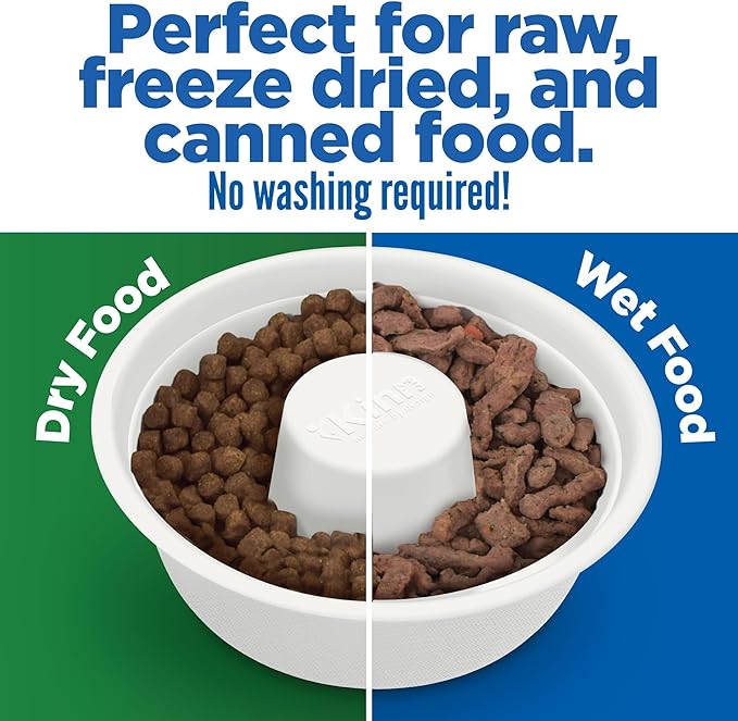 Kinn Slow Feeder Dog Bowl, Disposable Pet Food Dish to Slow Down Eating Dogs, Frame Refills, for Travel, Boarding, or Crate, Compostable Pet Travel Bowl, No Plastic, Leakproof, 4 Cups (50 Count)