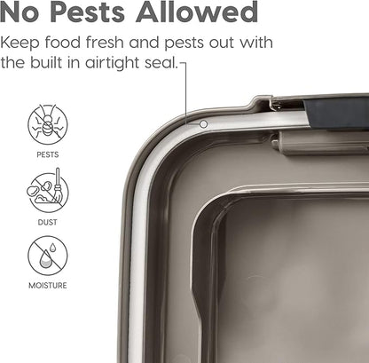 IRIS USA 30 lbs & 11 lbs Combo Airtight Dog Food Storage Container, Stackable Treat Box, 2-Cup Scoop, Wheels, Keep Fresh, Easy Mobility, Chrome