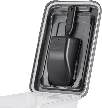 IRIS USA Dog Food Storage Container, Airtight Lid, 2-Cup Scoop, Up to 13 Pounds Pet Food Storage, Versatile Pet Food Bin, Treats, BPA Free, Dark Gray