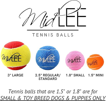 Midlee Squeaky Mini Tennis Ball for Dogs 1.5"- Pack of 12 (Yellow/Purple)
