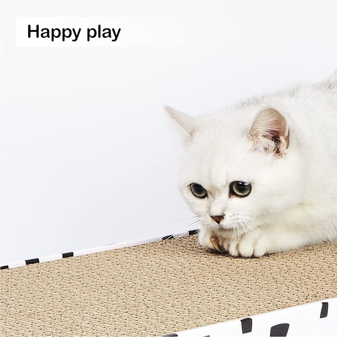 PAWSFANS Cat Scratcher Cardboard Scratch Pad with Box,Durable Corrugate Scratching Board Kitty Sofa Lounge Bed Reversible Catnip Included for Indoor Cats,Large (Box, 3pcs)