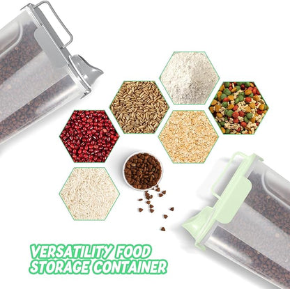 5-7Lbs Dog Cat Food Storage Container with Upgraded Large Nozzle BPA-free, 4 Snap Seals Plastic Pet Food Storage Containers with Handles (Light Green+Light Gray, 5L-2pack)