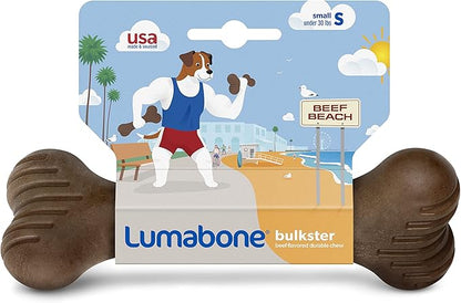Lumabone Bulkster Durable Chew Toy for Aggressive Chewers, Real Beef, Made in USA, Small