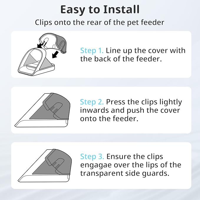 Rear Cover for Automatic Microchip Cat Pet Feeder - Prevents Persistent Pet from Getting Food from The Back of The Feeder (3 Pack)