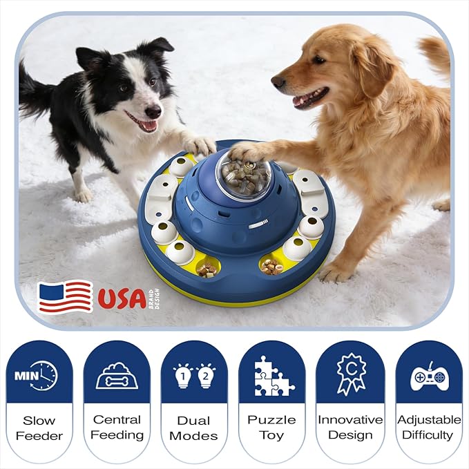 KADTC 2 Levels of Step-by-Step Challenge,Beginner to Advanced,Large Size Dog Puzzle Feeder Toy - U.S. Brand - Design Shake-to-Release Treat Food Dispenser for Dogs Mental Stimulation Enrichment Toys