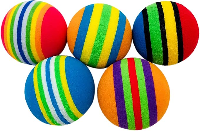 PET SHOW 50pcs 1.4" Interactive Cat Toy Balls for Indoor Cats Colorful Rainbow Soft Foam Kitten Toys Ball for Small Dogs Puppies Quiet Playing Stuff 5 Colors