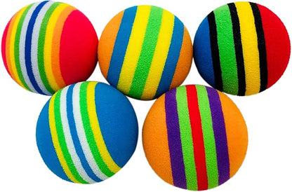 PET SHOW 50pcs 1.4" Interactive Cat Toy Balls for Indoor Cats Colorful Rainbow Soft Foam Kitten Toys Ball for Small Dogs Puppies Quiet Playing Stuff 5 Colors