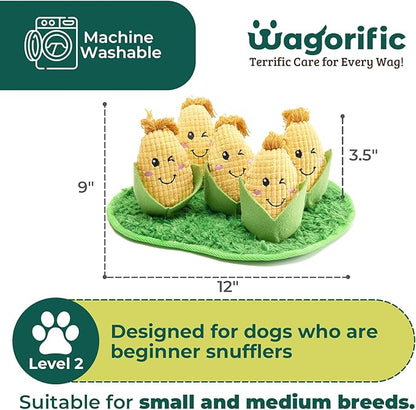 Squeaky Dog Toys for Snuffle Plush Stuffed Puppy Toy Treat Hide for Large, Medium, Small Dogs and Puppies Slow Feeder, Machine Washable, Toys for Dogs to Keep Them Busy, Corn Maze