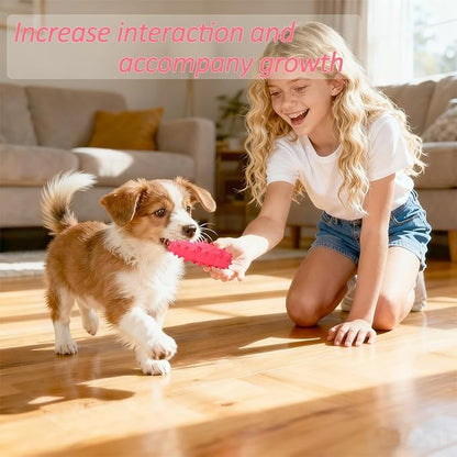 2 Pack Dog Chew Toys, Tough Puppy Teething Toys for Puppies, Soft Foaming Rubber Toys for Small Medium Breed Dogs, Pink