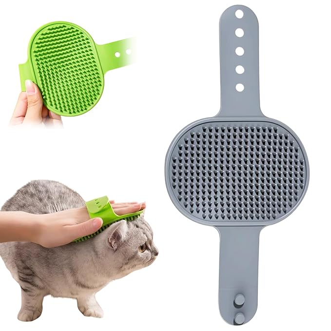 Silicone Grooming Strap Pad for Cats, 2025 New Cat Self Groomer Brush Adjustable Silicone Cat Self Groomer Brush, Multifunctional Cats Combs Massager for Cats Tree Furniture Sofa Chair Legs (Gray)