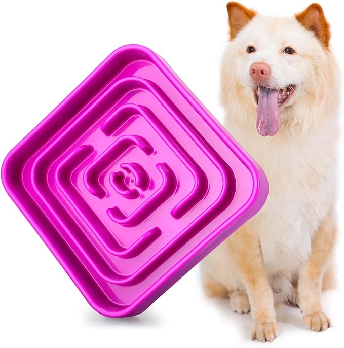 Slow Feeder Dog Bowls for Large Medium Dogs, Anti-Choking Slow Eating Maze Dog Food Bowl, Anti-Slip Slow Feeding Pet Puzzle Bowl,Purple