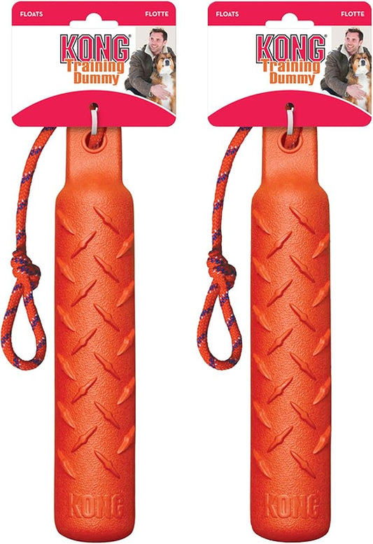 KONG Training Dummy Rope Bumper Dog Toy - Durable Floating Retriever for Fetch & Training - 2 Pack (Orange, Large)