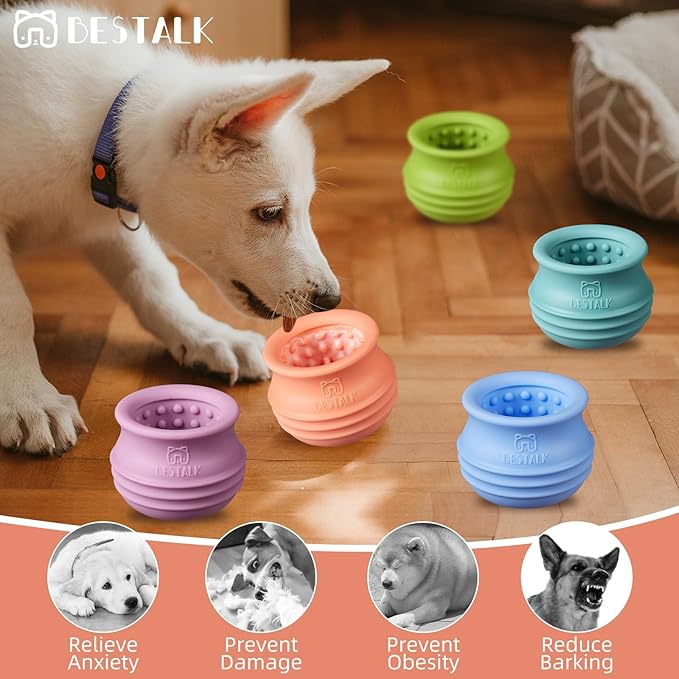 Dog Enrichment Treat Toy, Long-Lasting Wobbly Interactive Freeze Lick Toys for Dogs, Stuffable Puzzle Feeder Toy for Boredom, Silicone Treat Dispensing Chew Toy (Pastel Orange,S)