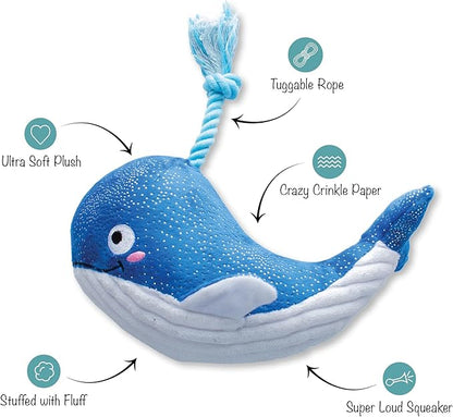 Fringe Studio Plush Dog Toy, Whale, Hello There, Pet Shop Collection (314283)