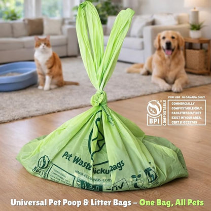 100% Compostable XL Pet Waste Bag (120 ct.) Plant-Based Biodegradable Cat Litter Poop Bags Doggy Poop Bags with Handles Compost Liners US BPI ASTM D6400 & OK Compost Home Certified (120 ct)