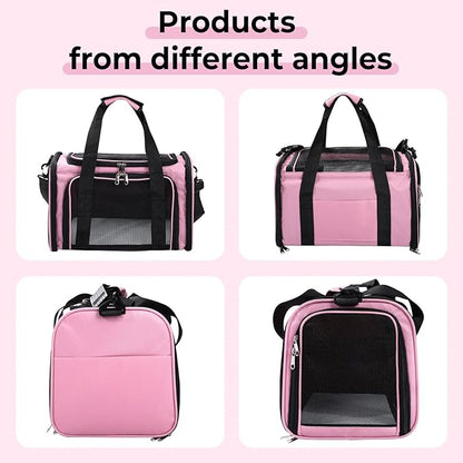 Cat,Dog Carrier for Small Medium Pet Carrier,Soft Sided Dog Bag Up to 12Lbs Puppy Carrier,Breathable Portable Foldable Airline Approved Pet Carriers for Travel,Pink