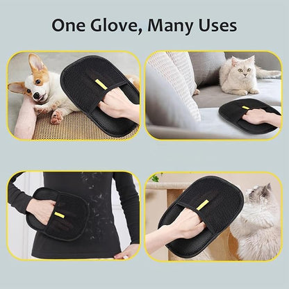 Pet Hair Remover Gloves for Cats & Dogs, Electrostatic Grooming Gloves for Fur Removal, Reusable Silicone Pet Hair Brush, Adjustable Animal Hair Removal Tool