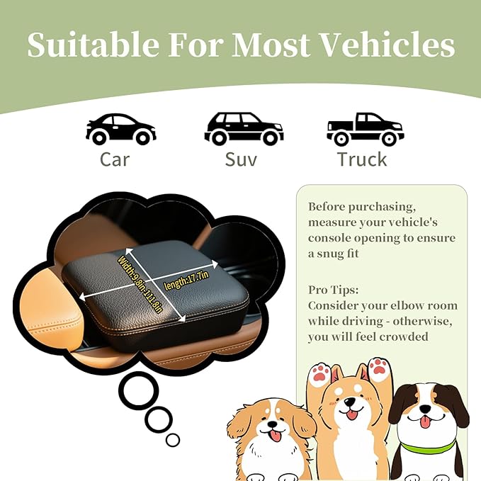 Cullaby Center Console Small Dog Car Seat Portable Puppy Booster Armrest Carseat, Anti-Collapse Comfort Car Travel with Washable Fluffy Cushion and Pillow (Off White, Extar Small armrest lid)