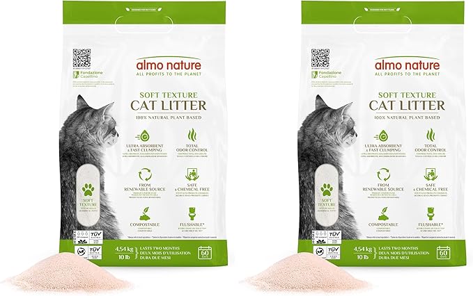 Natural Unscented Cat Litter - 10 lbs - Plant-Based, Clumping, Biodegradable, Non-Toxic, Compostable, Eco-Friendly, Odor Control, Low Dust, Safe for Cats & Kittens. (Pack of 2)