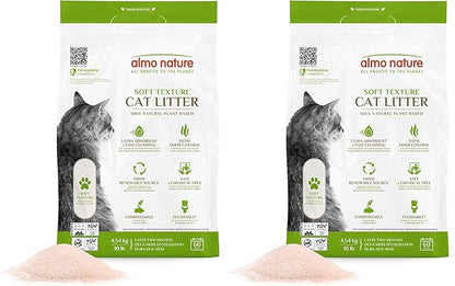 Natural Unscented Cat Litter - 10 lbs - Plant-Based, Clumping, Biodegradable, Non-Toxic, Compostable, Eco-Friendly, Odor Control, Low Dust, Safe for Cats & Kittens. (Pack of 2)