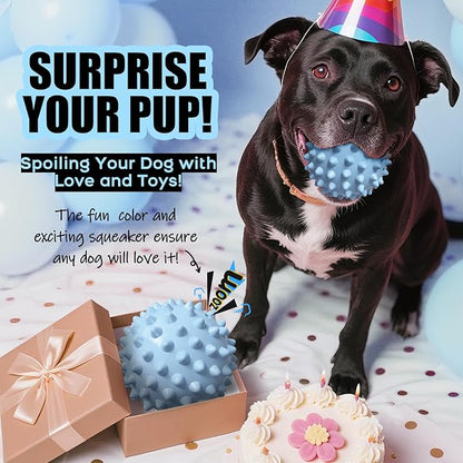 Apasiri Interactive Dog Balls for Aggressive Chewers: Indestructible Bacon-Flavored Squeaky Balls for Dogs, 3.5-Inch Tough Durable Dog Toys Rubber Spiky Dog Ball Toy for Medium & Large Dogs, Dog Gifts