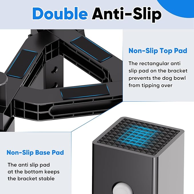 Aystkniet Dog Bowl Stand with Adjustable Height & Width, Anti-Slip Elevated Food Water Bowl Holder for Large Medium Small Dogs, Durable Raised Dog Feeder for Lifted Feeding, Only Stand Without Bowls