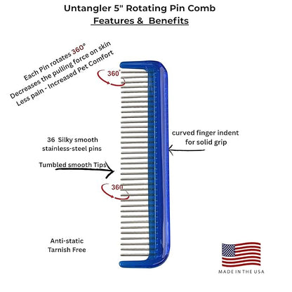 Pet Comb (5", Ocean Blue)