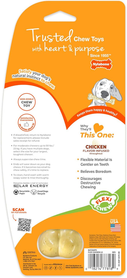 Nylabone Original Bone Flexi Chew Toy for Dogs, Flexible Dog Toys for Moderate Chewers, Chicken Flavor, Large/Giant, 1 Count