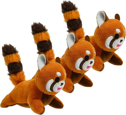 Red Panda Plush Dog Toy Squeaky Toy, Interactive Hide and Seek Replacement Dog Toys for Small & Medium Dogs (3Pcs Squeaky Red Panda)