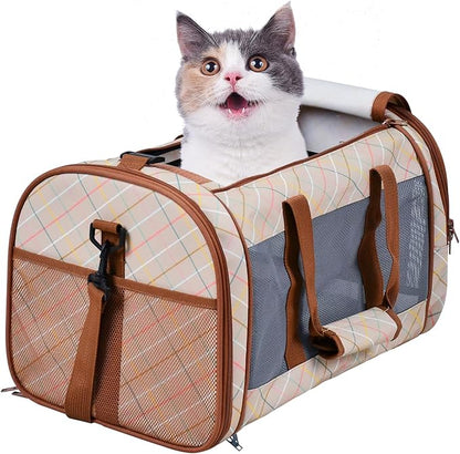 Soft-Sided Kennel Pet Carrier for Small Dogs, Cats, Puppy, Airline Approved Cat Carriers Dog Carrier Collapsible, Travel Handbag & Car Seat (Orange Diamond Print, 19" L x 11" W x 11" H)