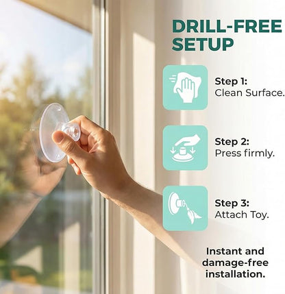 Large Clear PVC Window Perch Suction Cups for Cat Hammocks, Beds & Perches - 4 Pack Strong Replacement Sucker Pads (3.37in)