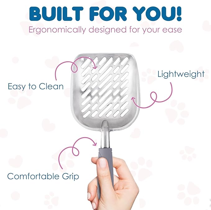 SunGrow Large Cat Litter Scoop, Life Transforming Cat Scooper, Reduces Hand Fatigue, Saves Clear Litter, Makes Scooping Faster and Easier