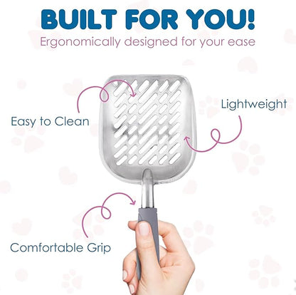 SunGrow Large Cat Litter Scoop, Life Transforming Cat Scooper, Reduces Hand Fatigue, Saves Clear Litter, Makes Scooping Faster and Easier