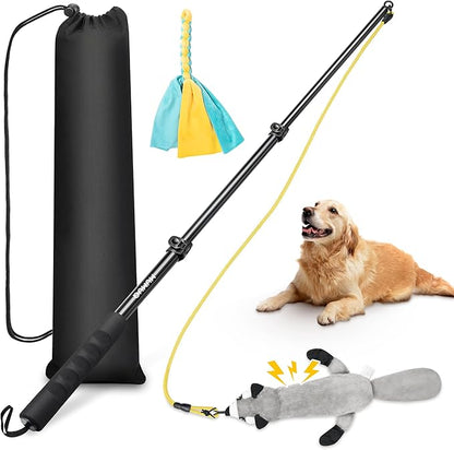 Dog Flirt Pole, Retractable Teasing Stick with Lure, Interactive Dog Toy for Outdoor Training Play Exercise, 40 Inch Flirt Stick for Small Medium Large Dogs