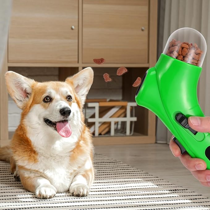 balacoo Dog Snack Catapult Launcher Handheld Pet Treat Shooter for Dogs and Cats Interactive Spring-Loaded Treat Dispenser Toy for Training and Indoor Outdoor Play 7.48X4.33X1.77In