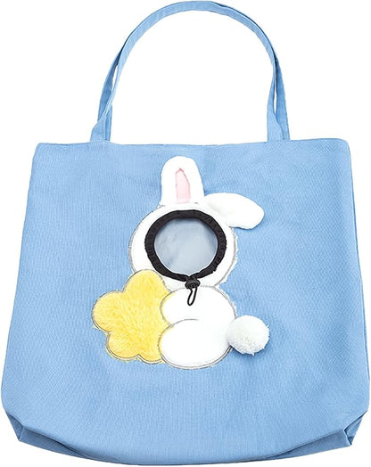Pet Canvas Shoulder Carrying Bag, Cute Rabbit Shaped Cat Carrier, L Size Portable Kitten & Puppy Tote, Comfort Carriers for Small Dogs, Cats, and Pets, Handbag for Outdoor, Shopping, and Camping