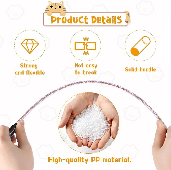 3 PCS Interactive Cat Rainbow Wand Toys, Interactive Cat Teaser Wand Toys for Indoor Cats and Kitten Extended Colorful Cats String Toy with Bells Teaser Wands String for Kitten Kitty Exercise Keep Fit