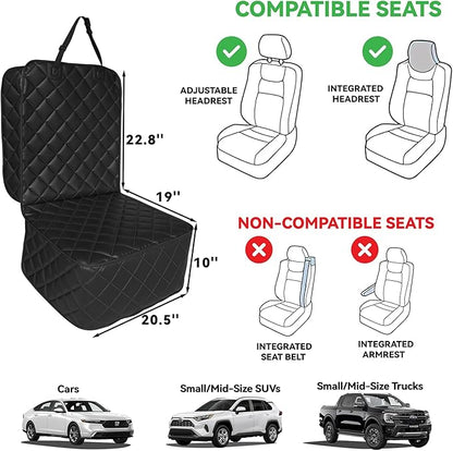 Car Seat Cover for Dogs,Waterproof PU Leather Dog Car Front Seat Cover,Heavy Duty Captain Seat Protector for Pets & Humans,Fit for Most Vehicles, Pickups,Trucks, SUVs(Black)