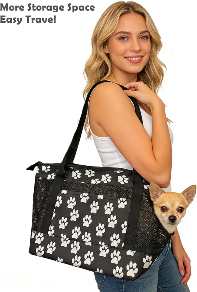 Dog Purse Carrier for Small Dogs with Pocket,Dog Carriers Soft Sided,Pet Carrier Purse for Puppy and Cats Up to16 lbs,Dogs and Puppies Tote Bag Carrier,Collapsible Travel Puppy Carrier
