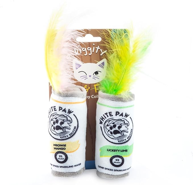 White Paw Mango & Lime Set, Plush Cat Toys Catnip Filled with Interactive Crackle Sound, Safe & Durable Toys for Cat & Kitten, 2 Pcs