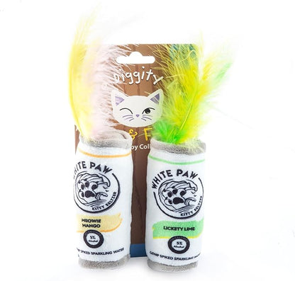 White Paw Mango & Lime Set, Plush Cat Toys Catnip Filled with Interactive Crackle Sound, Safe & Durable Toys for Cat & Kitten, 2 Pcs