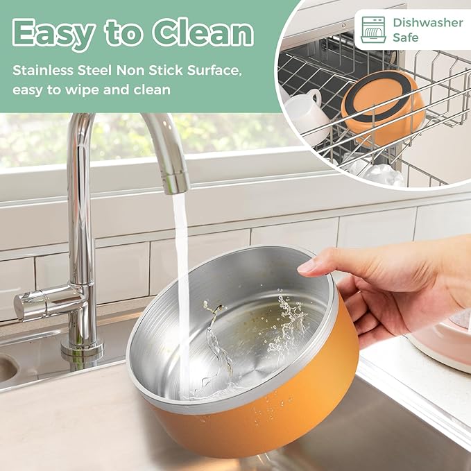 LIHONG Stainless Steel Dog Bowls for Small Meidum Sized Dogs,Dog Food Water Bowls No Slip,Dishwasher Safe(40oz,Orange)